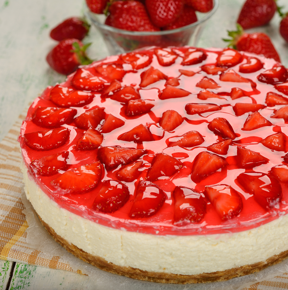 zdravý cheesecake s jahodami